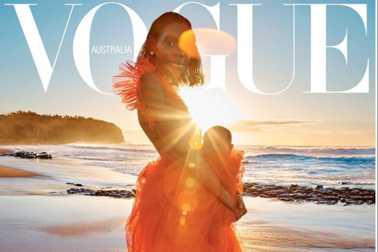 Vogue Delivers Stunning & Quintessentially Aussie Cover Starring Indigenous Model Magnolia Maymuru & Baby Daughter