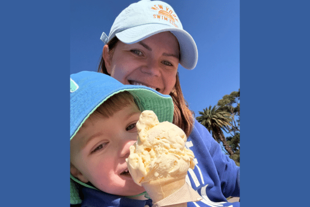 Kathryn Carter with son Henry.
